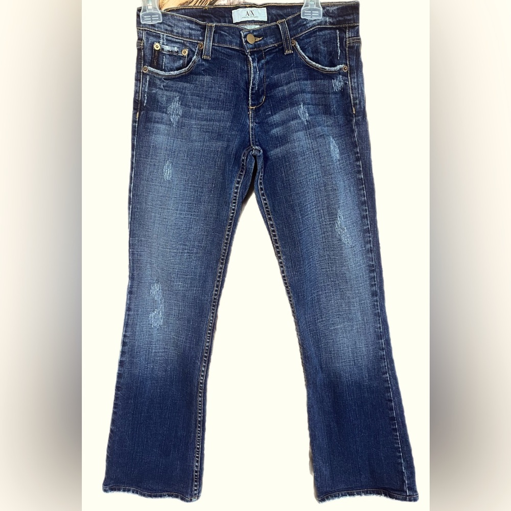 Armani Exchange J24 Distressed Low Rise Bootcut Jeans Size 4S